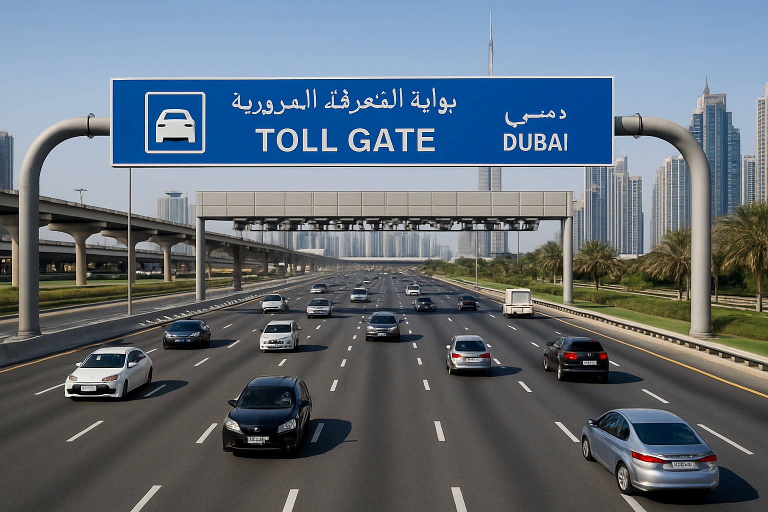 Dubai toll road system with smooth traffic flow